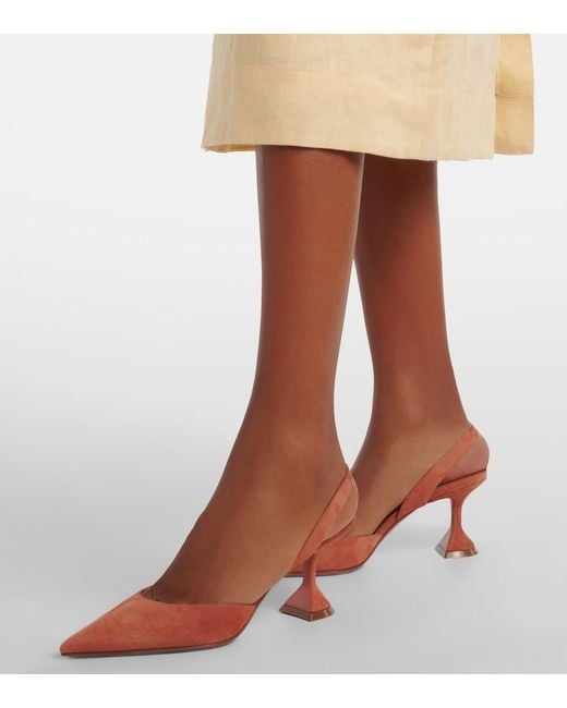 AMINA MUADDI Pink Holli Suede Slingback Pumps