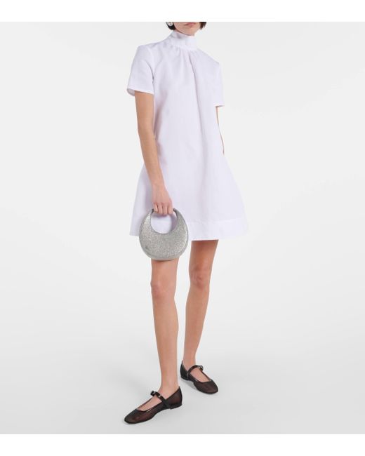Staud White Ilana Cotton-blend Minidress