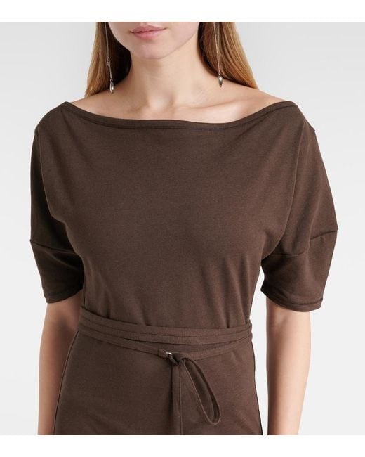 Lemaire Brown Cotton And Linen Jersey Midi Dress