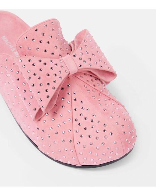 Mach & Mach Pink Le Cadeau Embellished Suede Clogs