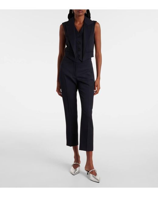Alexander McQueen Blue Cropped Wool Vest