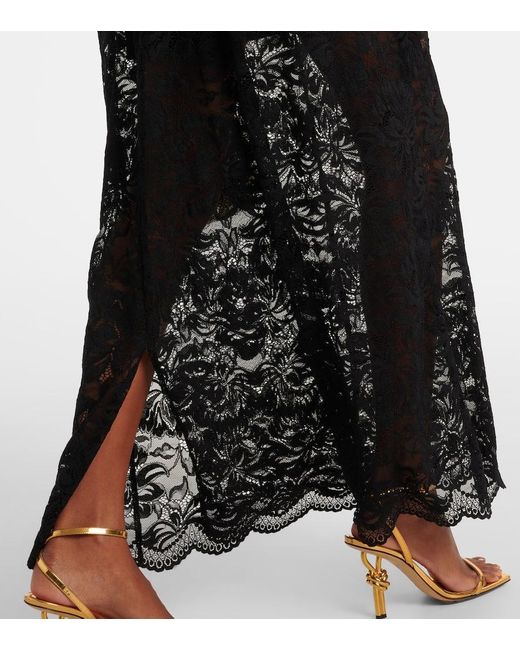 Rabanne Black Maxikleid Aus Spitze