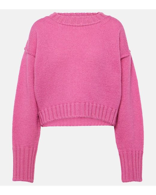 Pullover cropped Kryptona in lana di Acne in Pink