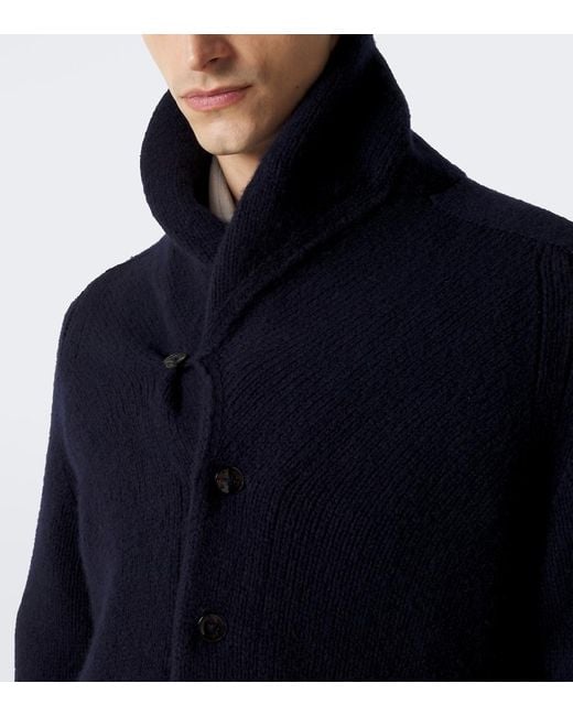 Umit Benan Blue Montana Cashmere And Silk Cardigan for men