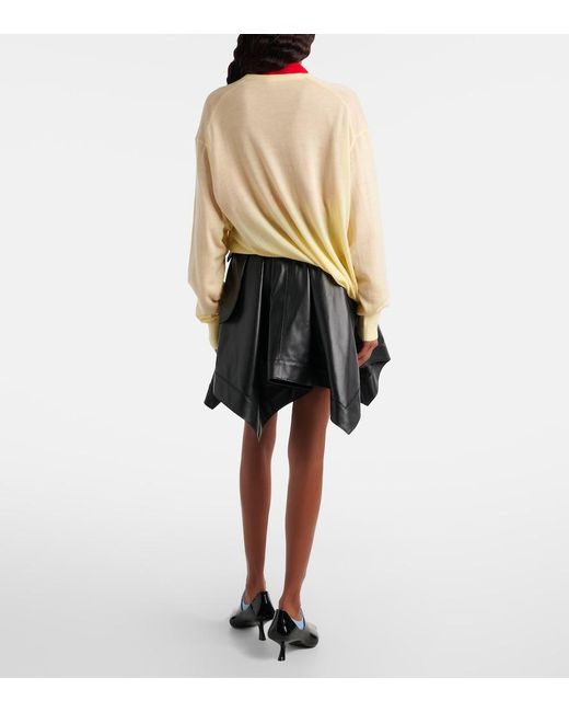 Loewe Black Double L Belted Leather Miniskirt
