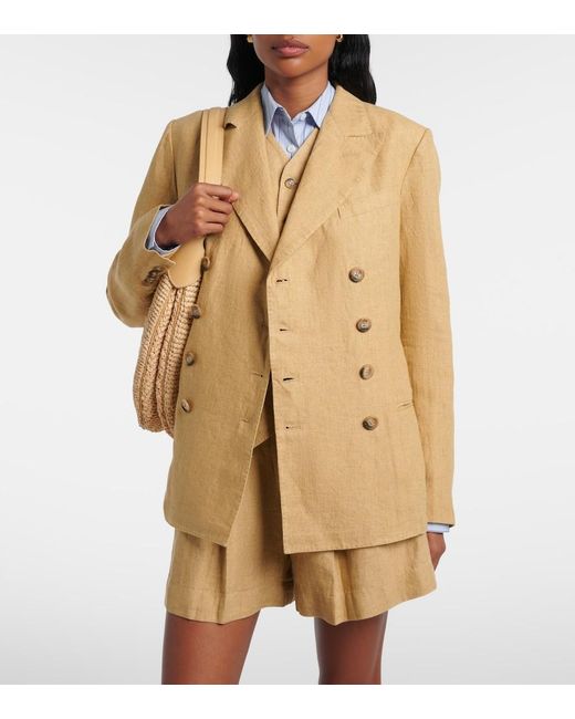 Polo Ralph Lauren Natural Double-Breasted Linen Blazer