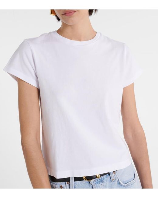 Agolde White Adine Cropped Cotton Jersey T-Shirt