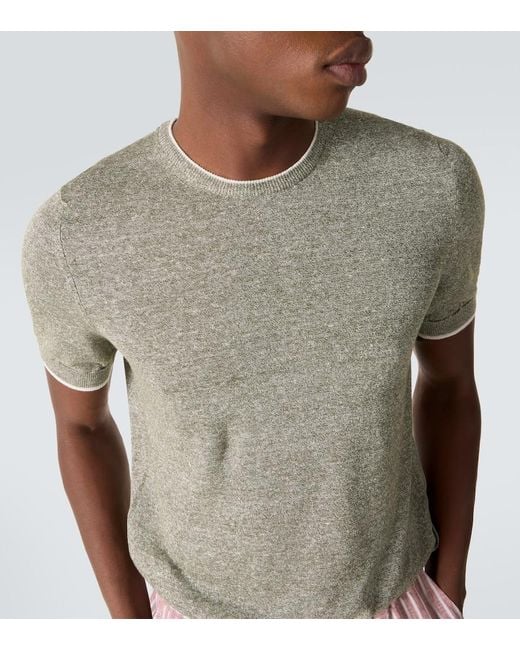 Pull En Lin Et Coton Fedeli pour homme en coloris Gray
