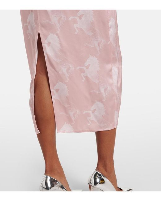 Stella McCartney Pink Printed Satin Midi Dress