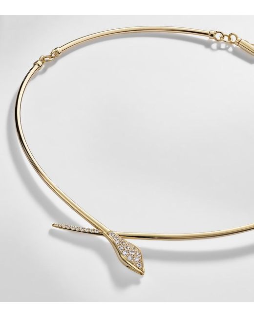 Sydney Evan Metallic Snake 14Kt Choker With Diamonds