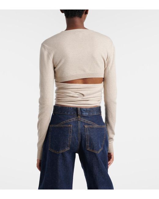 Alaïa Natural Cashmere And Wool-Blend Wrap Top