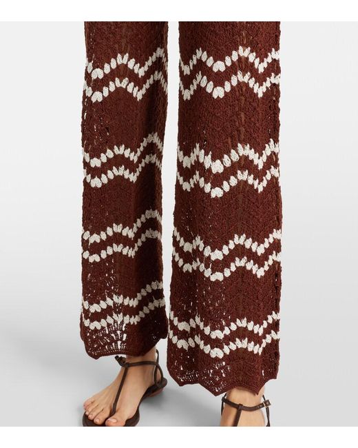 Anna Kosturova Brown Crochet Cotton Straight Pants
