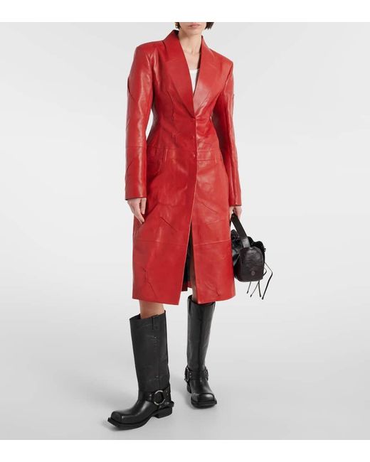 Acne Red Mantel aus Leder