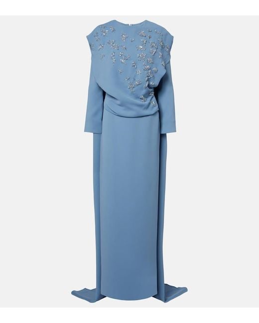 Marmar Halim Blue Robe Mit Kristallen