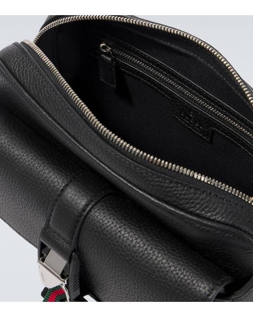 Borsa A Tracolla Con Dettaglio Web Misura Piccola di Gucci in Black da Uomo
