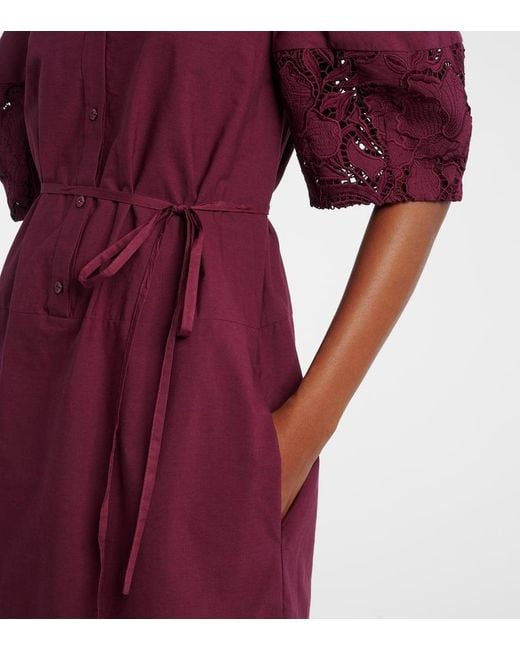 Erdem Purple Hemdblusenkleid Aus Einem Baumwollgemisch