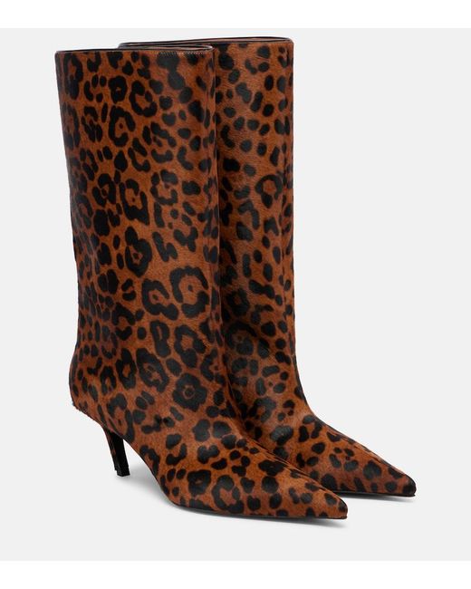 AMINA MUADDI Brown Fiona 60 Leopard-Print Calf Hair Ankle Boots