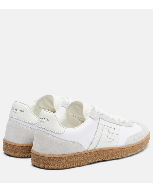 Balmain White Swan Suede Sneakers