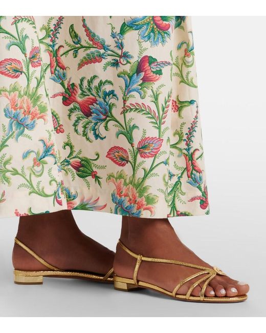 Aquazzura Metallic Talk To Me Snake-Effect Leather Sandals