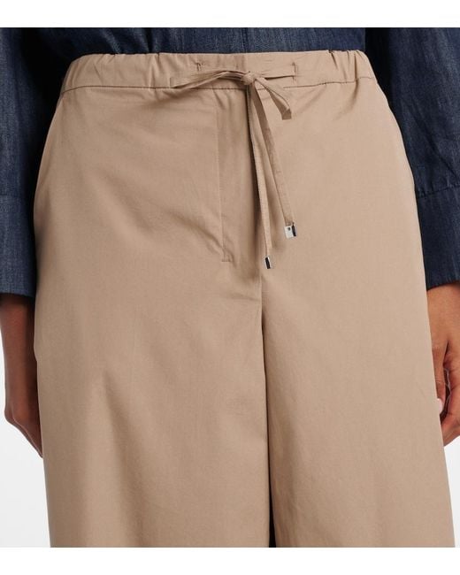 Max Mara Natural Auero Cotton Poplin Wide-Leg Pants