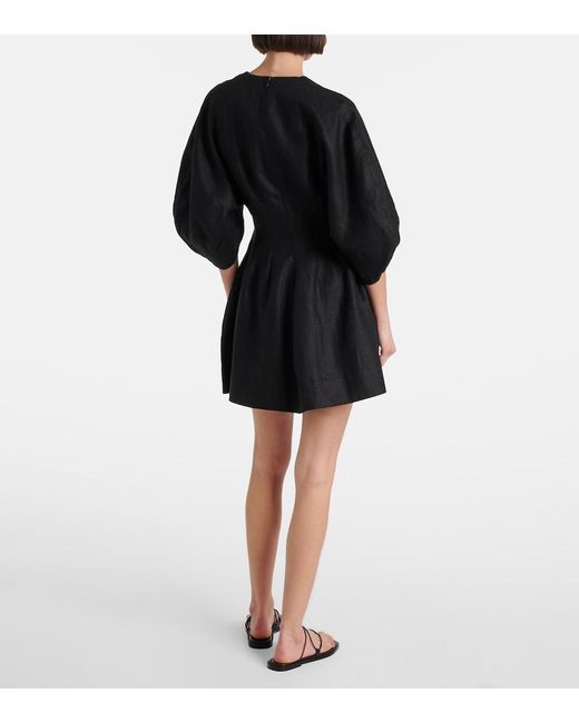 Faithfull The Brand Black Soleil Linen Minidress