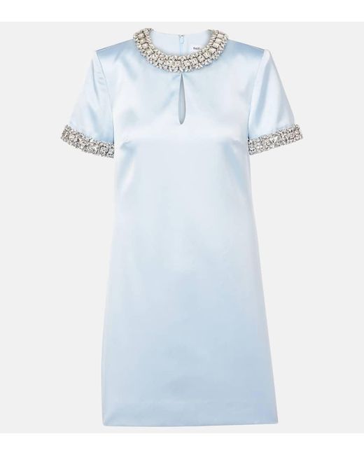 Self-Portrait Blue Verziertes Minikleid Aus Satin