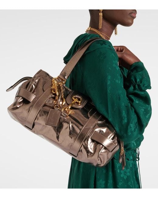 Chloé Natural Kerala 25 Large Metallic Leather Tote Bag