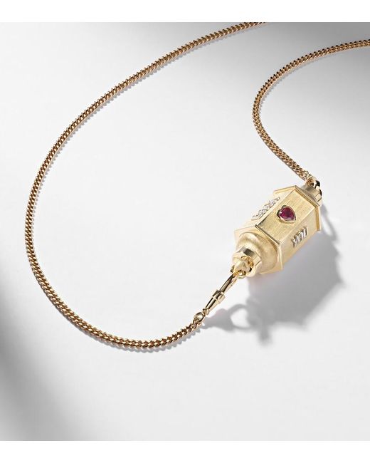 Marie Lichtenberg Metallic Love You 18Kt Locket Necklace With Diamond And Ruby
