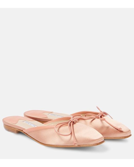 Manolo Blahnik Pink Ballerimu 10 Satin Mules