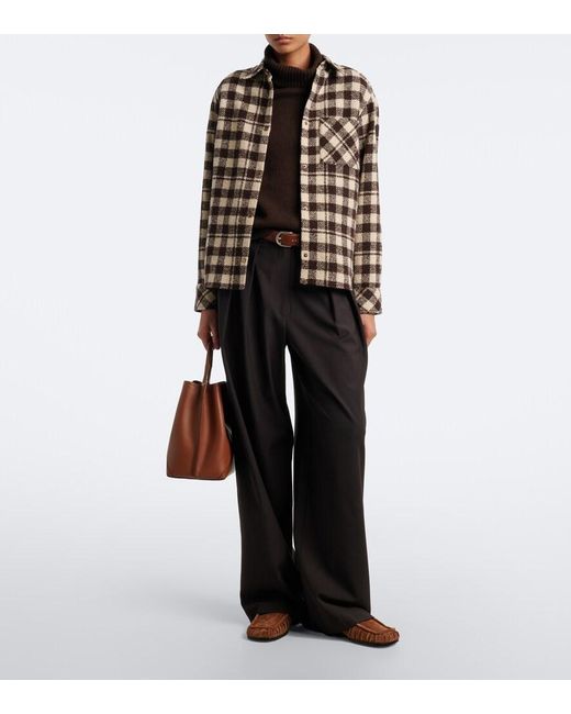 Moncler Black Checked Wool-Blend Overshirt