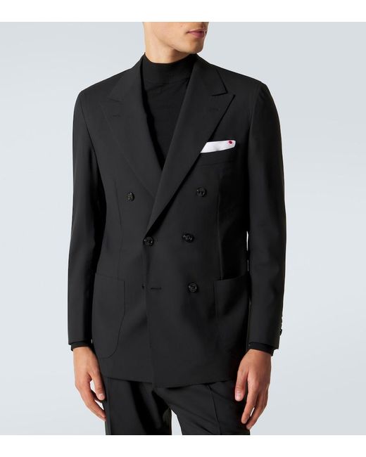 Kiton Black Wool Suit for men