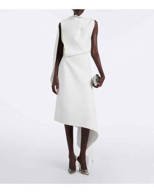 Maticevski White Prosper Asymmetric Draped Midi Dress