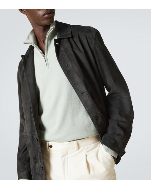 LeKasha Green Dared Cashmere Half-Zip Sweater for men
