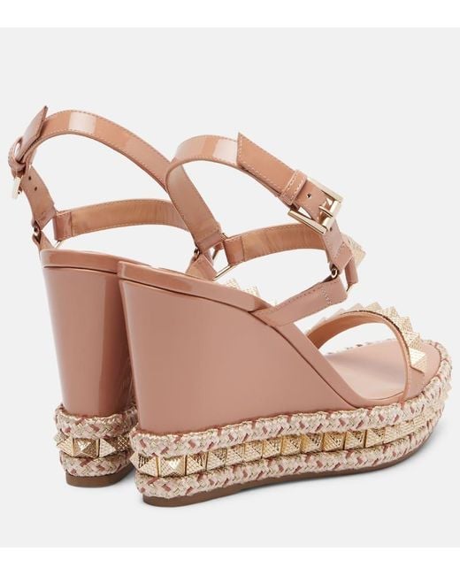 Christian Louboutin Brown Pyraclou 110 Leather Espadrille Wedges
