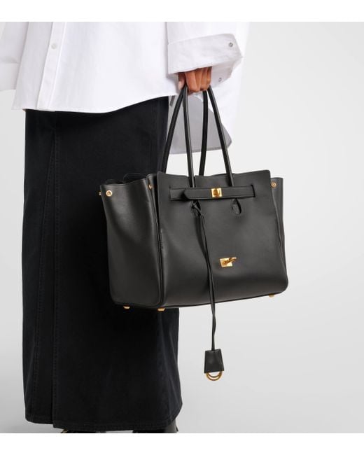 Balenciaga Black Bel Air Medium Leather Tote Bag