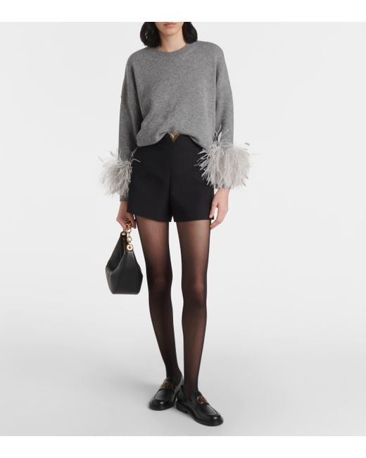 Valentino Black Vgold Crepe Couture Shorts