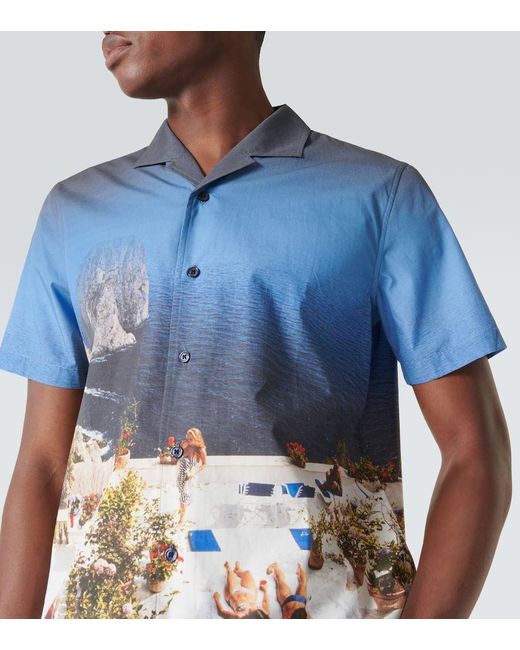 Camicia bowling Hibbert in cotone di Orlebar Brown in Blue da Uomo