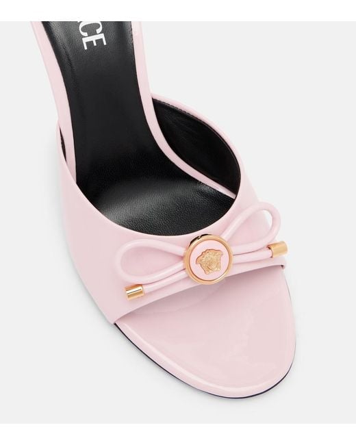 Versace Pink Opera 85 Patent Leather Mules