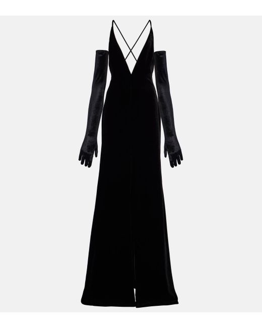 Costarellos Black Velvet Gown