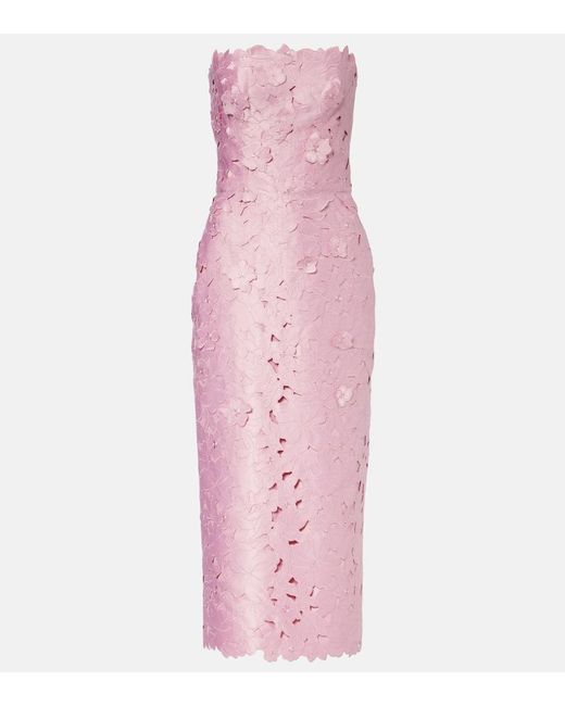 Costarellos Pink Astelle Guipure Lace Cocktail Dress