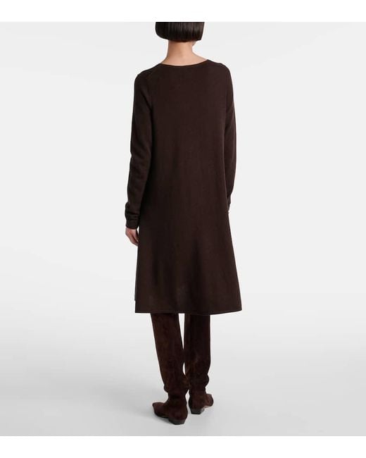 Jardin Des Orangers Brown Wool And Cashmere Midi Dress