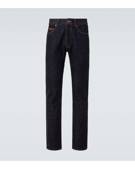 Tod's Blue Mid-Rise Straight Jeans for men