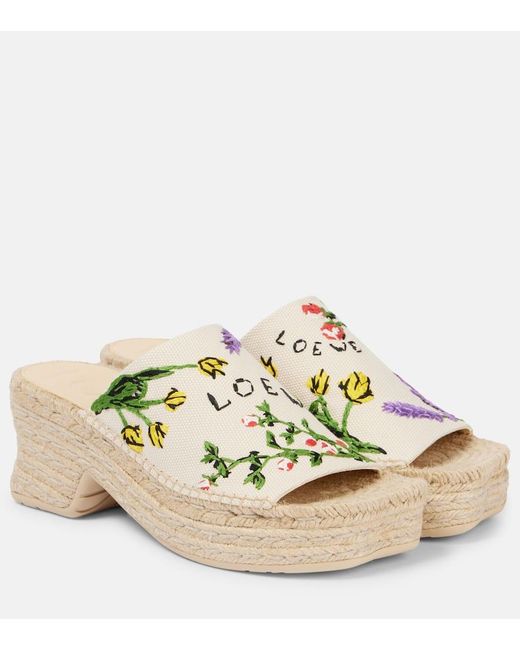 Loewe Natural X Paula's Ibiza Embroidered Espadrille Sandals 80