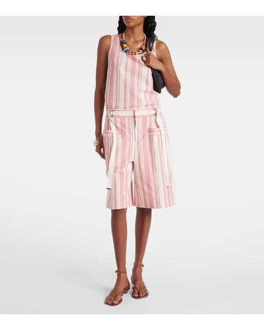 Bermudas De Algodon A Rayas Chloé de color Pink