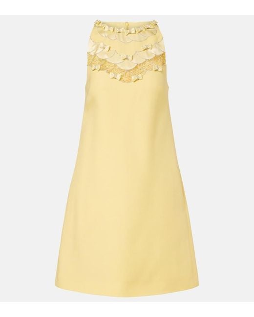Valentino Yellow Crepe Couture Embellished Minidress