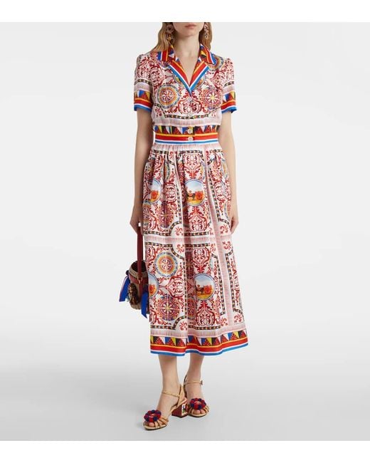 Robe Midi Imprimee En Soie Dolce & Gabbana en coloris Red