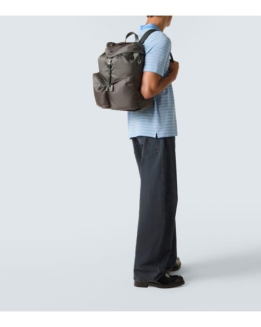 Prada Rucksack Aus Re-Nylon Mit Leder in Gray für Herren