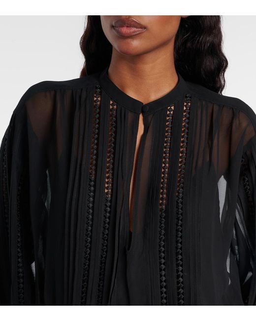 Polo Ralph Lauren Black Lace-Trimmed Georgette Midi Dress