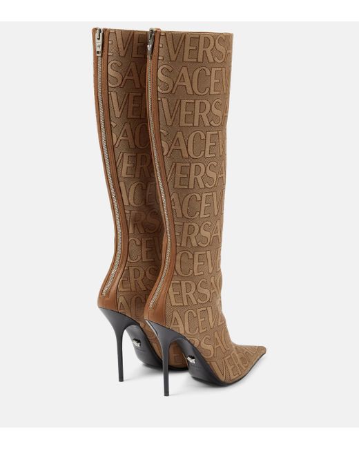 Versace Brown Allover Knee-high Boots