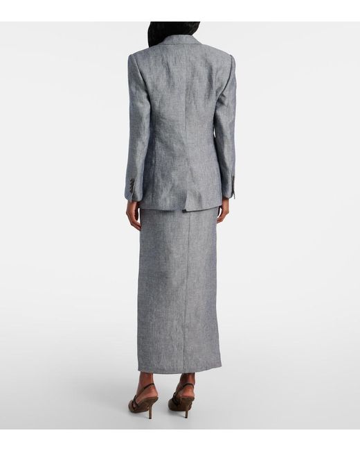 Brunello Cucinelli Blue Hemp And Linen Blazer